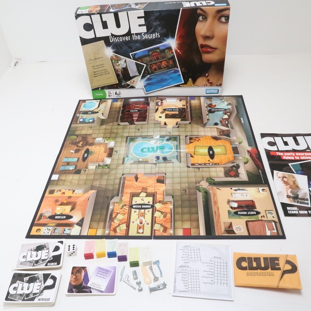 Clue Discover The Secrets Board Game 2008 Parker Brothers Family Game‎